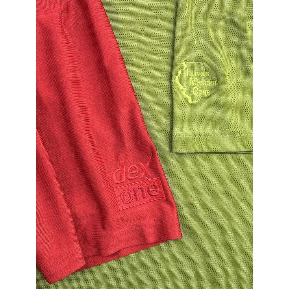 Adidas Golf Climacool Polo Shirt Men’s XL Red Lime Green Set Embroidered - Picture 11 of 13